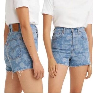 Levi's Ribcage Floral Print Jean Denim Shorts